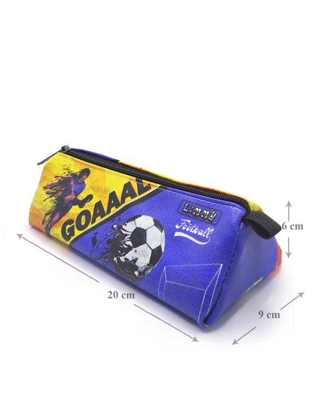Kalem Kutusu Lacivert Sarı Renkli Futbol Üçgen Kalemkutu Jumbo Vegan Deri Kalemlik - Resim 4