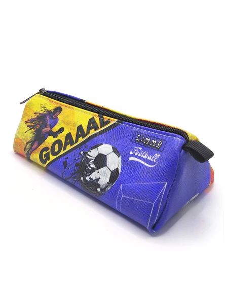 Kalem Kutusu Lacivert Sarı Renkli Futbol Üçgen Kalemkutu Jumbo Vegan Deri Kalemlik ürün görseli