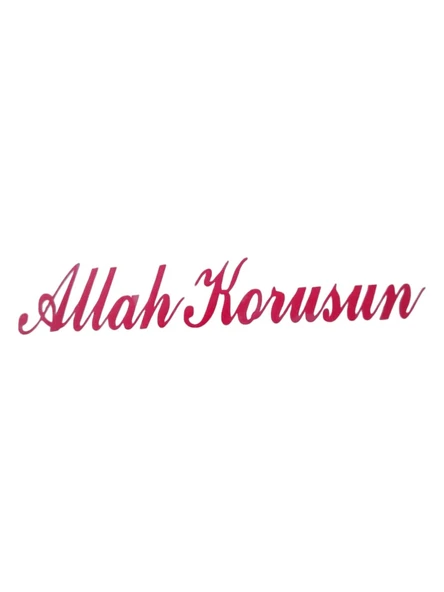 Allah Korusun Yazili Oto Sticker Kirmizi 14X3Cm