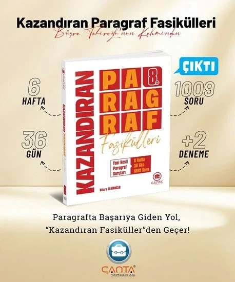 Çanta 8.Sınıf Kazandıran Paragraf Fasikülleri (6 fasikül) + Deneme Sınavı ürün görseli 1