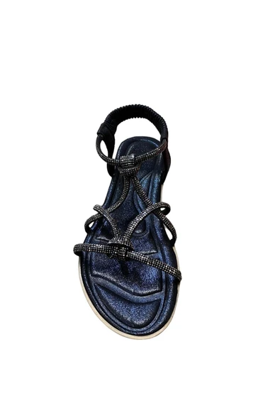 güven kundura Kadın Düz İnce Tabanlı Taşlı Sandalet - Resim 12