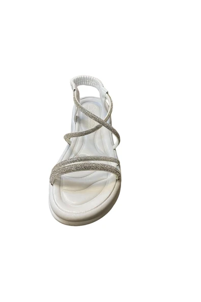 AYEM Kadın Düz Kalın Taban Taşlı Sandalet - Resim 3