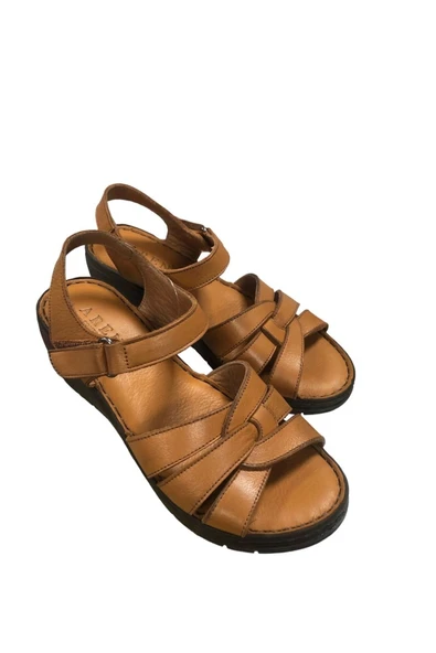 Aren Kadın Dolgu Topuklu Hakiki Deri Sandalet - Resim 5