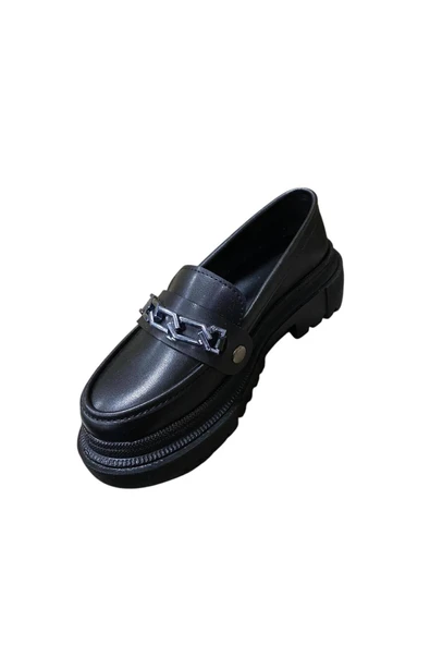 İremsu Kadın Tokalı Kalın Taban Babet Ayakkabı - Resim 4