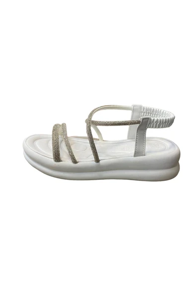 AYEM Kadın Düz Kalın Taban Taşlı Sandalet - Resim 2