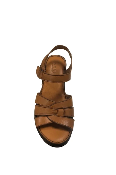 Aren Kadın Dolgu Topuklu Hakiki Deri Sandalet - Resim 3