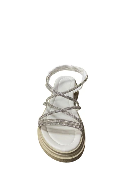 Shoes Kadın Düz Kalın Tabanlı Taşlı Yazlık Sandalet - Resim 4