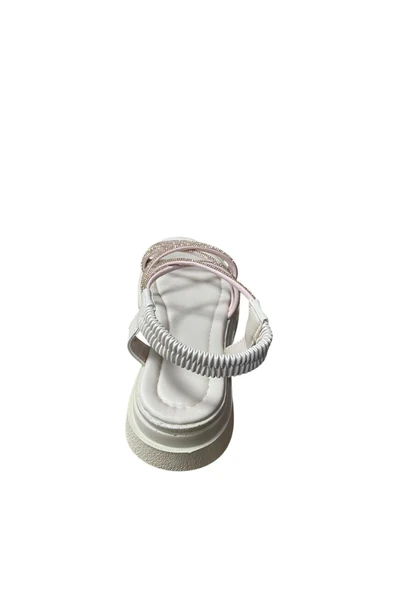 Shoes Kadın Düz Kalın Tabanlı Taşlı Yazlık Sandalet - Resim 12