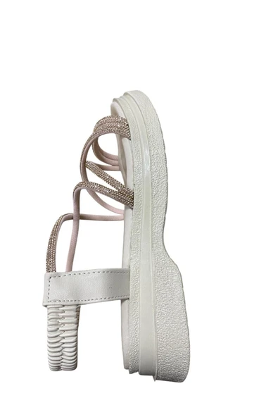 Shoes Kadın Düz Kalın Tabanlı Taşlı Yazlık Sandalet - Resim 8