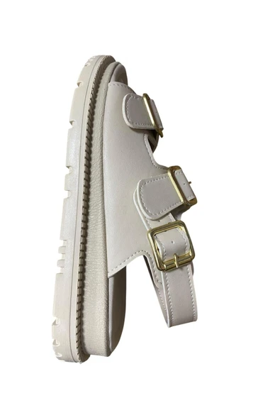 Shoes Kadın Düz Kalın Tabanlı Yazlık Sandalet - Resim 2