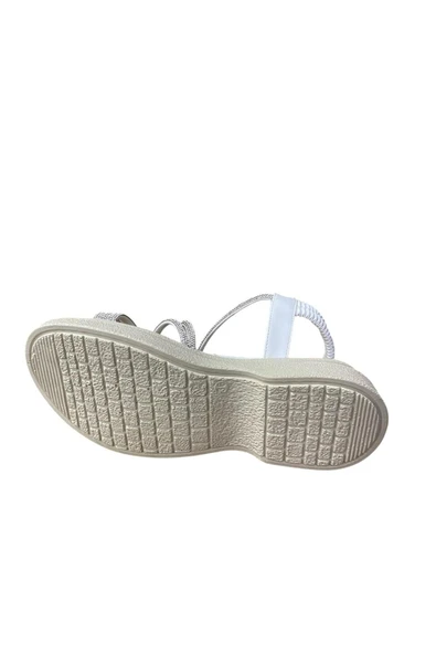 Shoes Kadın Düz Kalın Tabanlı Taşlı Yazlık Sandalet - Resim 5