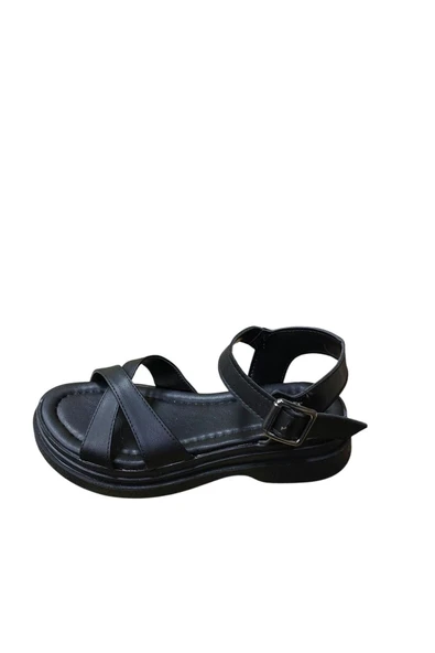 Shoes Kadın Düz Kalın Taban Sandalet - Resim 9