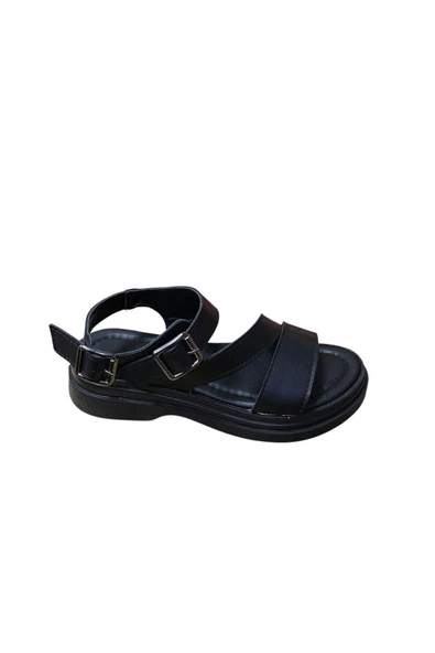 Shoes Kadın Düz Kalın Taban Sandalet - Resim 5