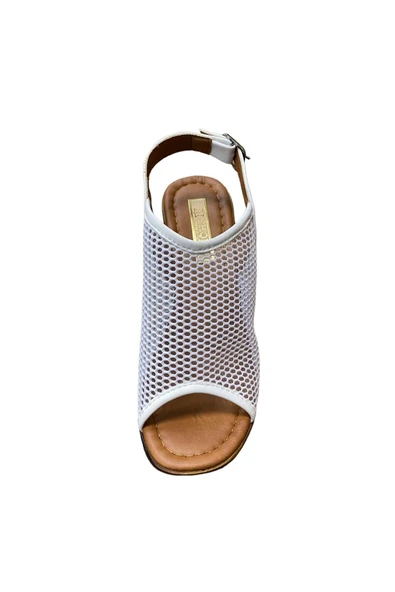 miçe shoes Kadın Fileli Kalın Topuklu Yazlık Ayakkabı - 4