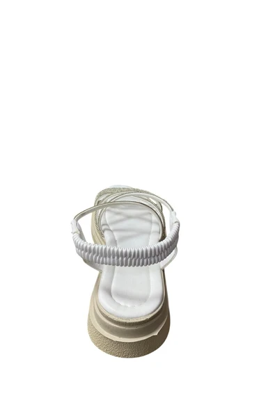 Shoes Kadın Düz Kalın Tabanlı Taşlı Yazlık Sandalet - Resim 6