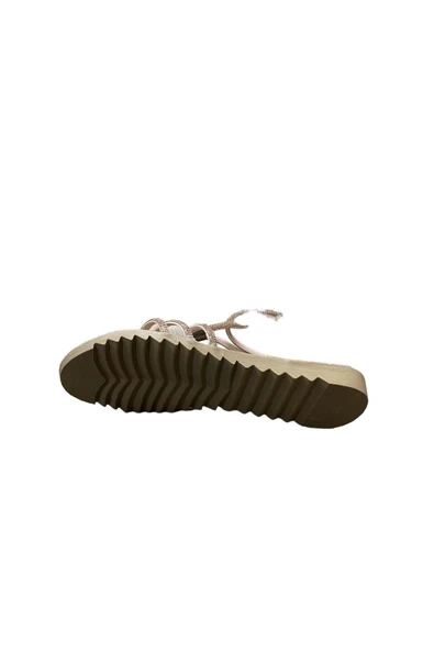 güven kundura Kadın Düz İnce Tabanlı Taşlı Sandalet - Resim 2