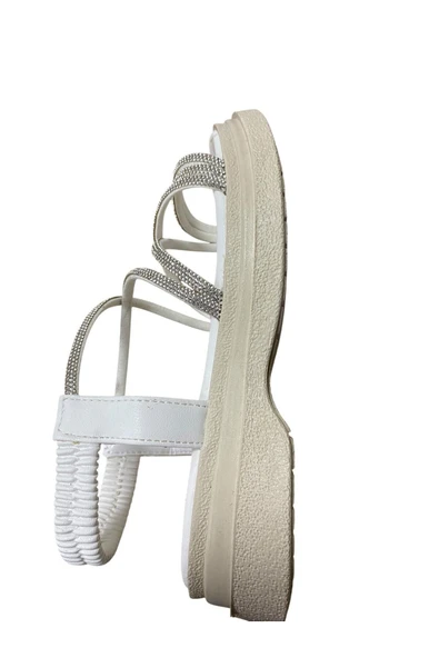 Shoes Kadın Düz Kalın Tabanlı Taşlı Yazlık Sandalet - Resim 3