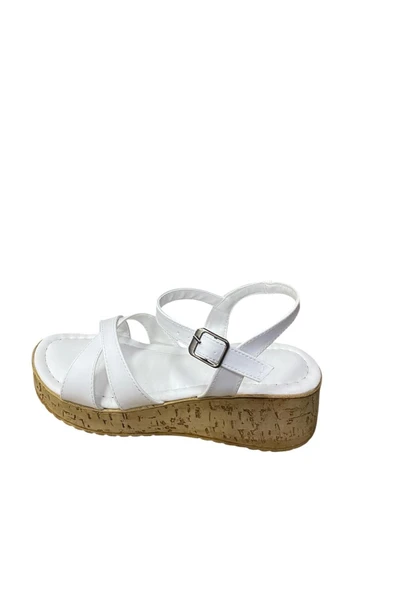 Shoes Kadın Dolgu Topuklu Kalın Tabanlı Çapraz Bantlı Yazlık Ayakkabı - 1