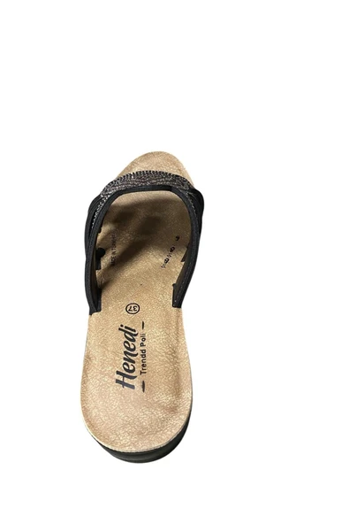 henedi Kadın Dolgu Topuklu Taşlı Yazlık Terlik - Resim 2