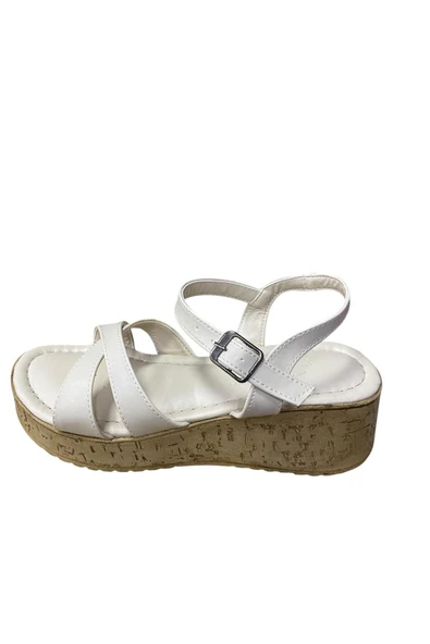 Shoes Kadın Dolgu Topuklu Kalın Tabanlı Çapraz Bantlı Yazlık Ayakkabı - 5