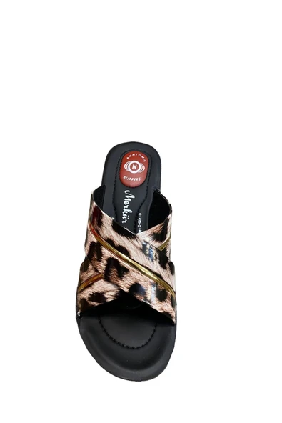 Merkür Kadın Leopar Dolgu Topuk Terlik - Resim 8