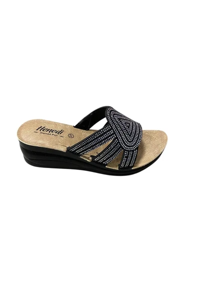 henedi Kadın Dolgu Topuk Taşlı Terlik - Resim 6