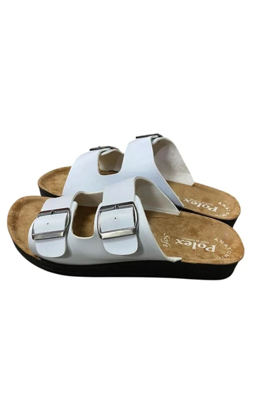 POLEX Çift Toka Beyaz Terlik - 3