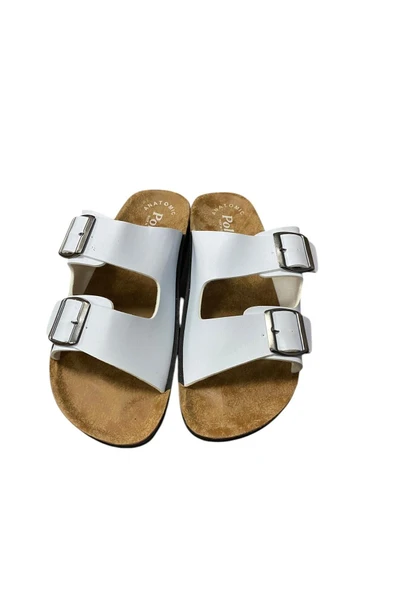 POLEX Çift Toka Beyaz Terlik - 5