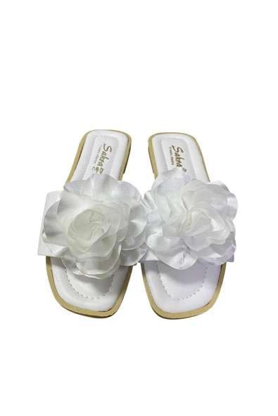 Rose Kadın Düz İnce Taban Çiçekli Terlik - Resim 10