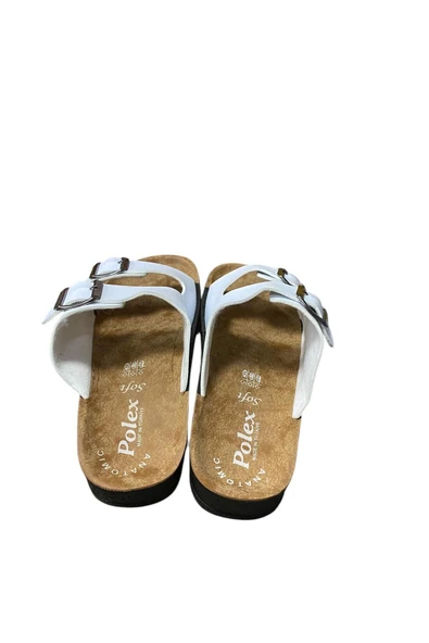 POLEX Çift Toka Beyaz Terlik - 4