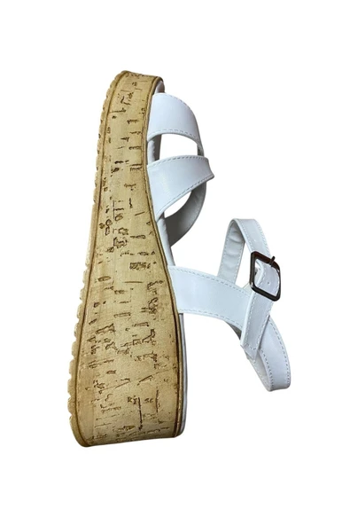 Shoes Kadın Dolgu Topuklu Kalın Tabanlı Çapraz Bantlı Yazlık Ayakkabı - 2