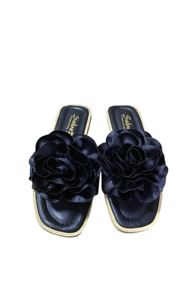 Rose Kadın Düz İnce Taban Çiçekli Terlik - Resim 8