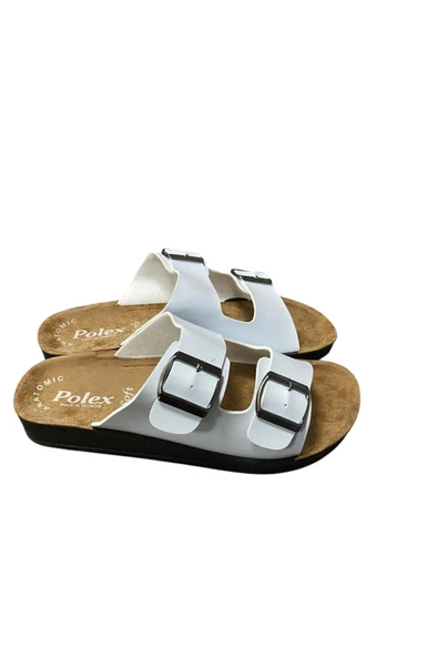 POLEX Çift Toka Beyaz Terlik ürün görseli
