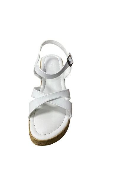 Shoes Kadın Dolgu Topuklu Kalın Tabanlı Çapraz Bantlı Yazlık Ayakkabı - 4