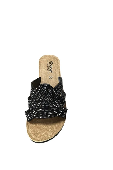 henedi Kadın Dolgu Topuklu Taşlı Yazlık Terlik - Resim 4