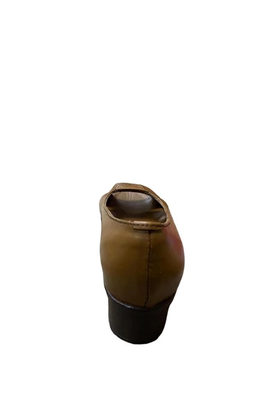 güven kundura Kadın Kalın Kısa Topuklu Hakiki Deri Ayakkabı - Resim 5