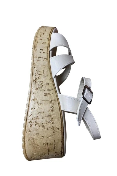 Shoes Kadın Dolgu Topuklu Kalın Tabanlı Çapraz Bantlı Yazlık Ayakkabı - 6