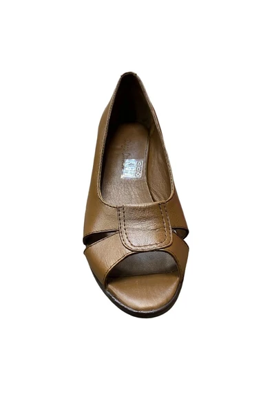 güven kundura Kadın Kalın Kısa Topuklu Hakiki Deri Ayakkabı - Resim 6