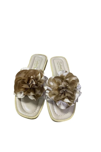 Rose Kadın Düz İnce Taban Çiçekli Terlik - Resim 2