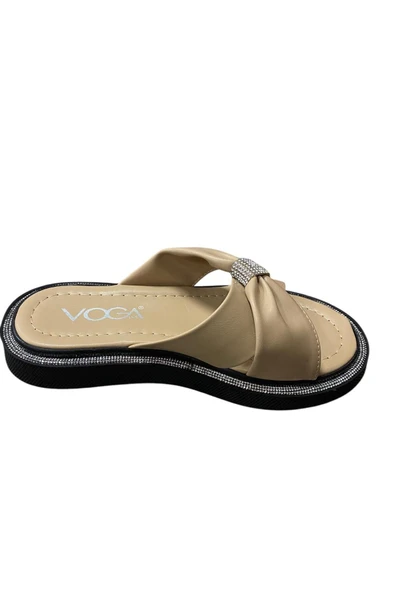 Voga Kadın Düz Taban Taşlı Terlik - Resim 10