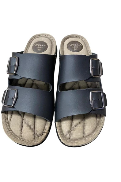 Apella Erkek Düz Taban Çift Toka Yazlık Terlik - Resim 4