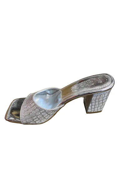 Shoes Kadın simli Kalın Topuklu Terlik - 5