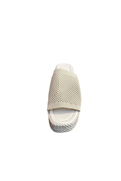 güven kundura Kadın Triko Kalın Dolgu Topuklu Terlik - 4