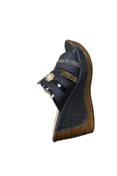 PARMİ Kadın Dolgu Topuk Simli Taşlı Terlik - Resim 2