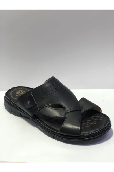 EKİCİ Erkek Siyah Deri Terlik - Resim 3