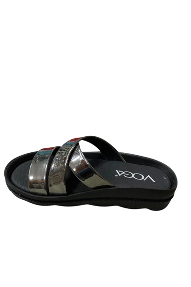 Voga Kadın Düz Taban Taşlı Terlik - Resim 5