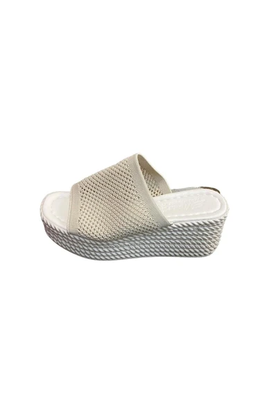 güven kundura Kadın Triko Kalın Dolgu Topuklu Terlik - 2