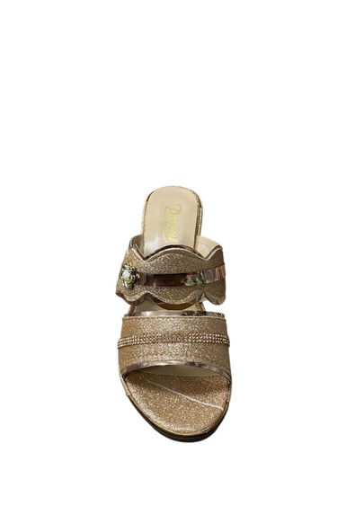 PARMİ Kadın Dolgu Topuk Simli Taşlı Terlik - Resim 11