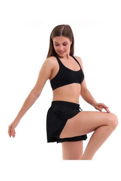 Kadın Spor Bol Kesim Taytlı Şort Etek & Taytlı Etek Dalgıç Kumaş - 1