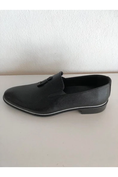 Eray Erkek Siyah Püskküllü Baskılı Ayakkabı - Resim 4